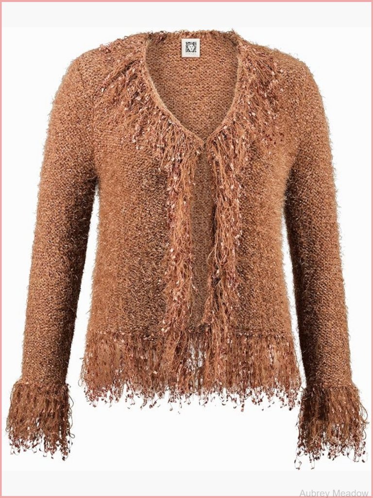 Textured Fringe Knit Cardigan - Pullover Style, Soft Blend